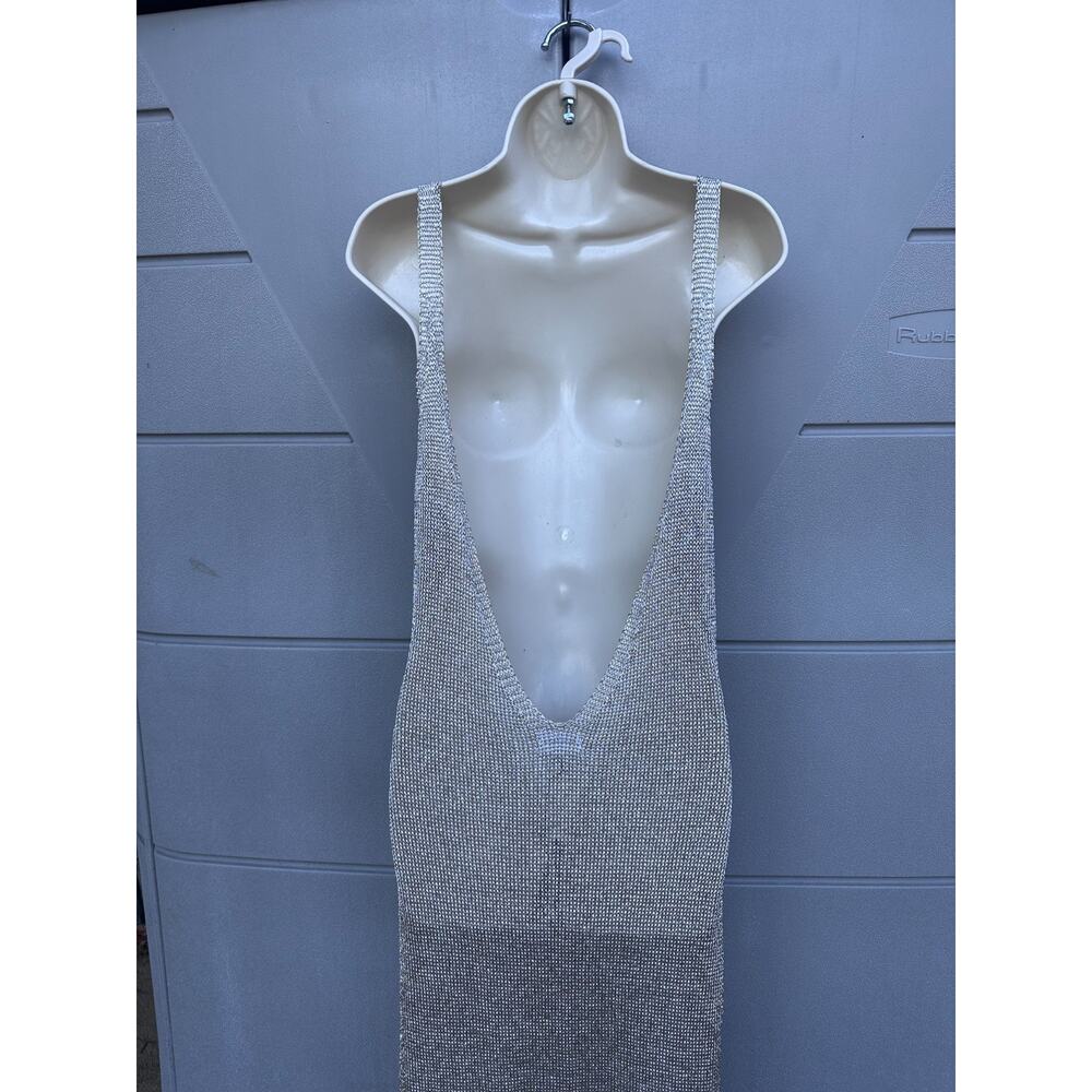 NWT Superdown Egon Gold Metallic Knit Maxi Dress Sz L Backless Party Resort Beac - Picture 10 of 14